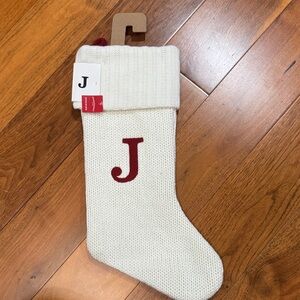Wondershop Cream Knit Stocking with Red Letter J
